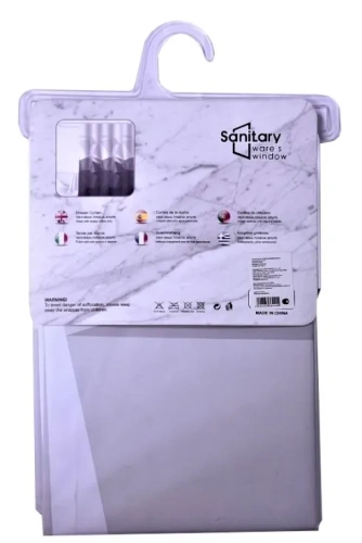 Штора для ванной 180*180см Геометрия цв.светло-серый EA126 (6)