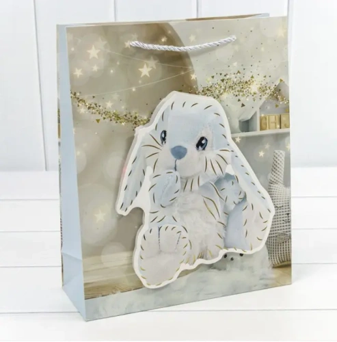 Пакет подарочный 26*32*10см Зайка коллаж ED0348