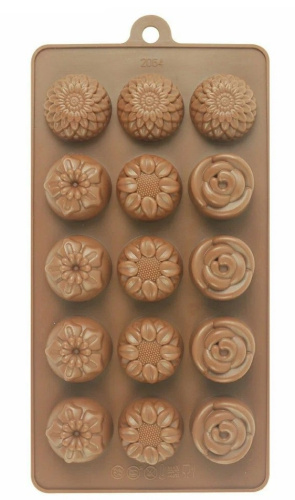 Форма д/льда и конд.украшений клумба цветов 15ячеек 20,5*10,5*1,5см 1687507