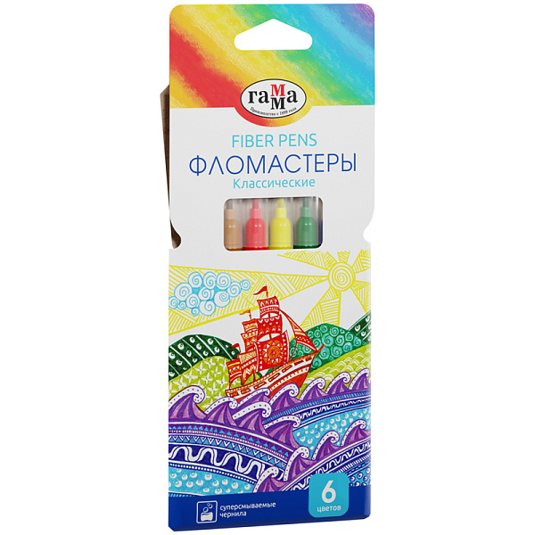 ГАММА фломастеры классические 6цв