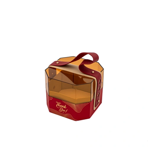 Коробка-бокс подарочная с ручкой 12*12*9см цв.красный арт.EA100