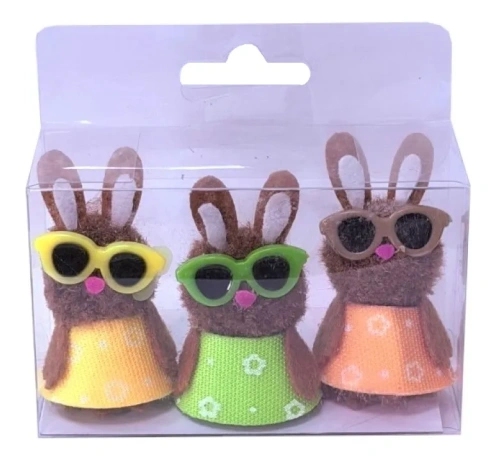 Сувенир Зайцы в очках 3шт EJ25002