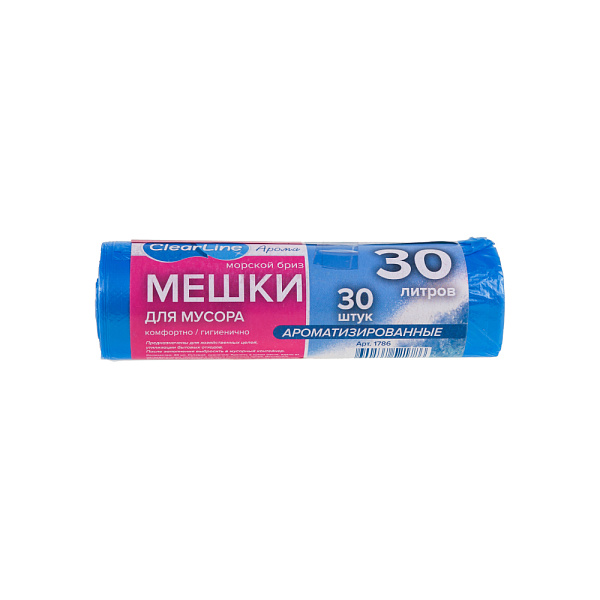 Пакеты для мусора 30л 30шт аромат морской бриз CLEAR LINE