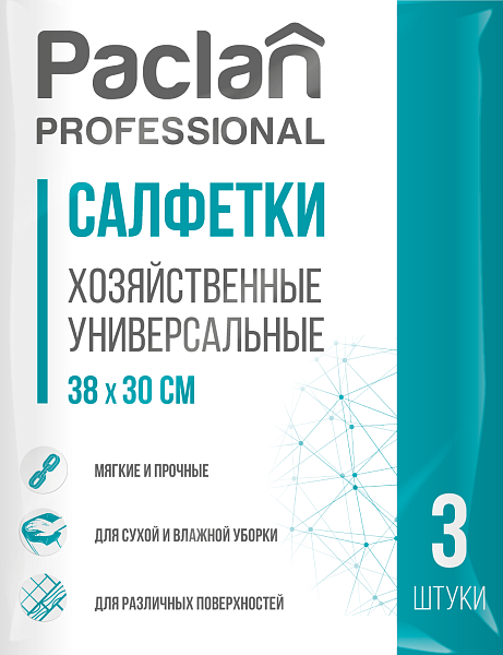 PACLAN Professional салфетка универсальная вискоза 30*38см 3шт